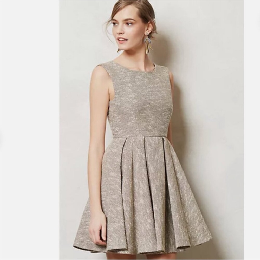 Anthropologie Paper Crown Sleeveless Fit & Flare Tweed Shimmered Mini Dress